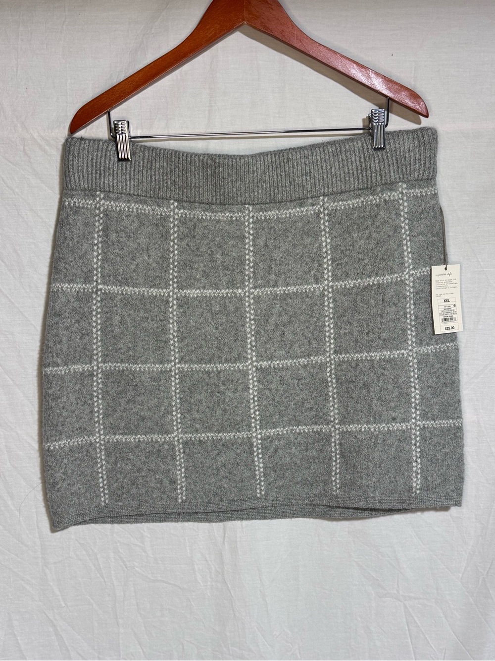 a new day Gray Windowpane Knit Mini Skirt